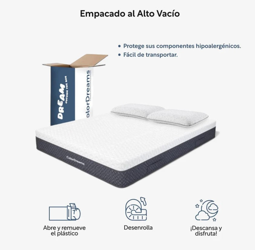 Set De 3 Piezas Colchón KingSize Memory + Almohadas Carbón