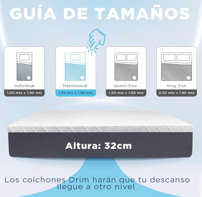 Colchón Matrimonial Memory Foam |4 CAPAS| en Caja Ergonómico con Tecnologia de Descanso MK