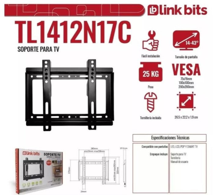 Pantalla Smart TV de 32" 720P HD Roku TV ONN + Soporte de TV Fijo Para Pantallas de 14 a 43"