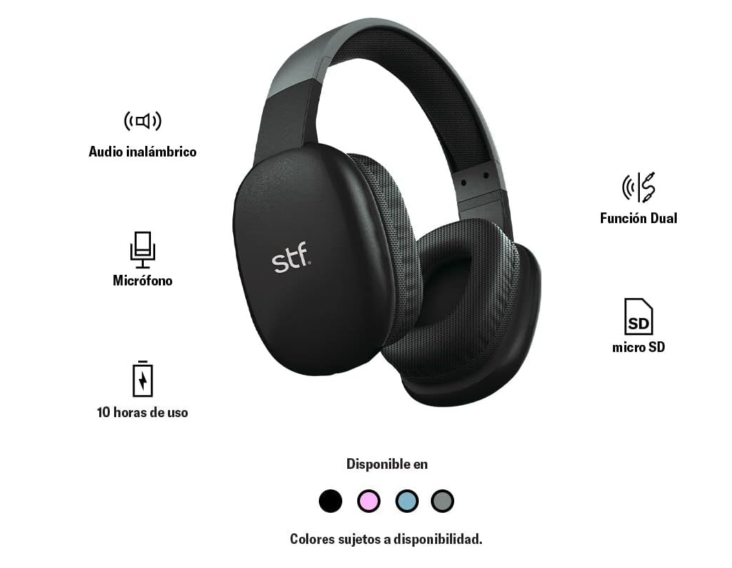 Audífonos Inalámbricos On-ear | Aurum | Función dual, MicroSD Negro