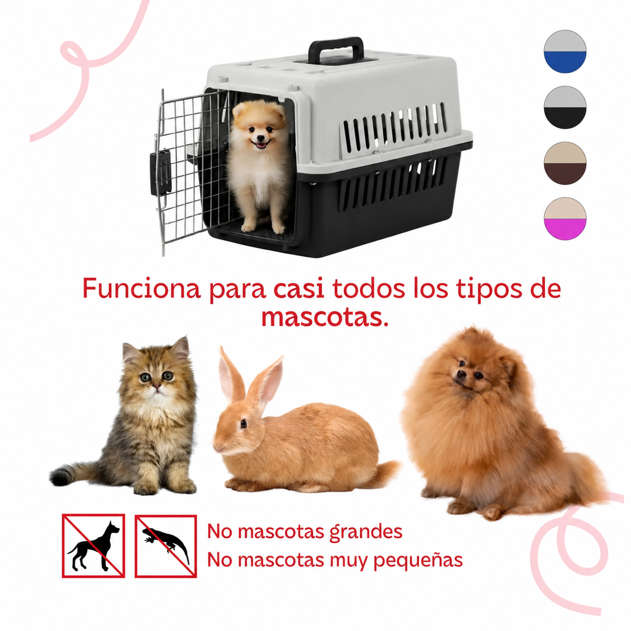 Jaula Transportadora Negra Para Mascotas Portátil