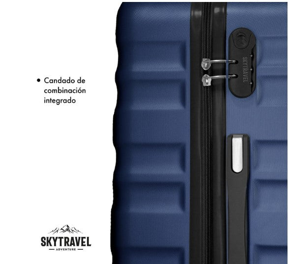 Set De 6 Maletas De Viaje Abs Con Candado Antirrobo 4 Ruedas 360 Azul SKYTRAVEL