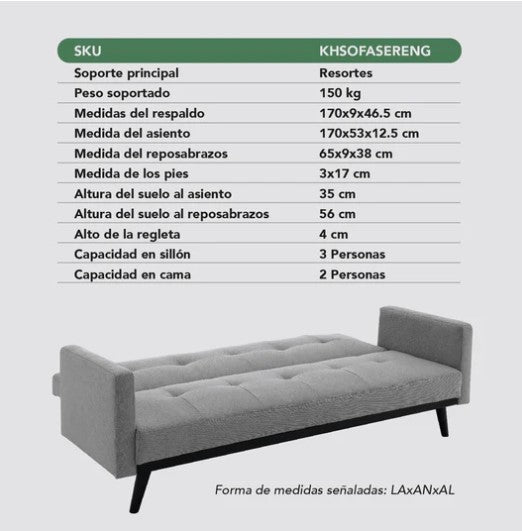 Sofá Cama Reclinable Silla Convertible KingsHouse