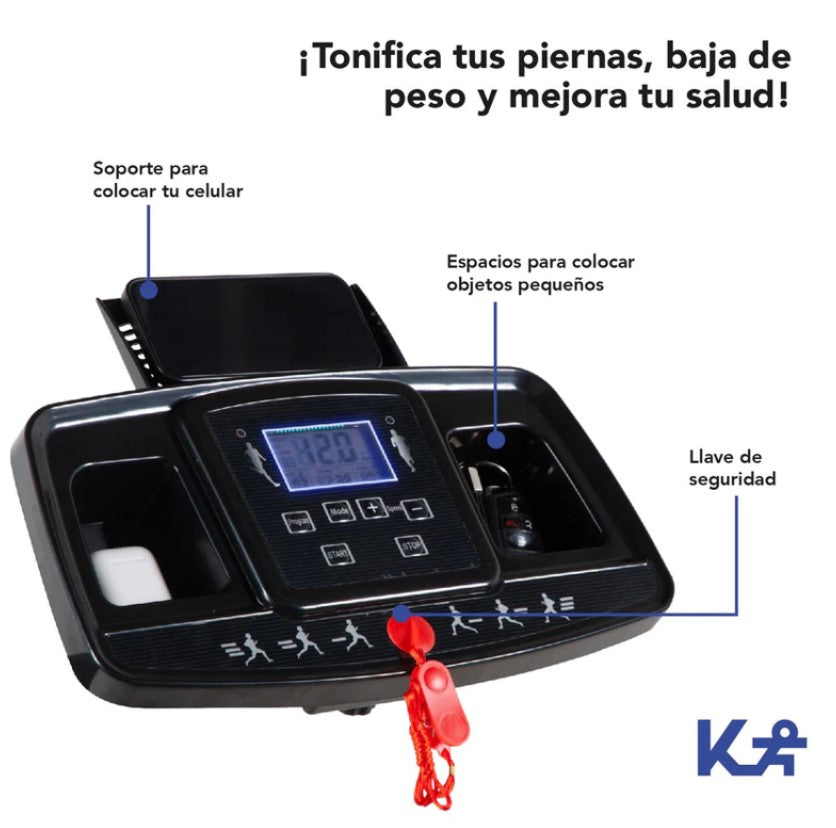 Caminadora Eléctrica Con Barandas De Seguridad Plegable 2 Hp