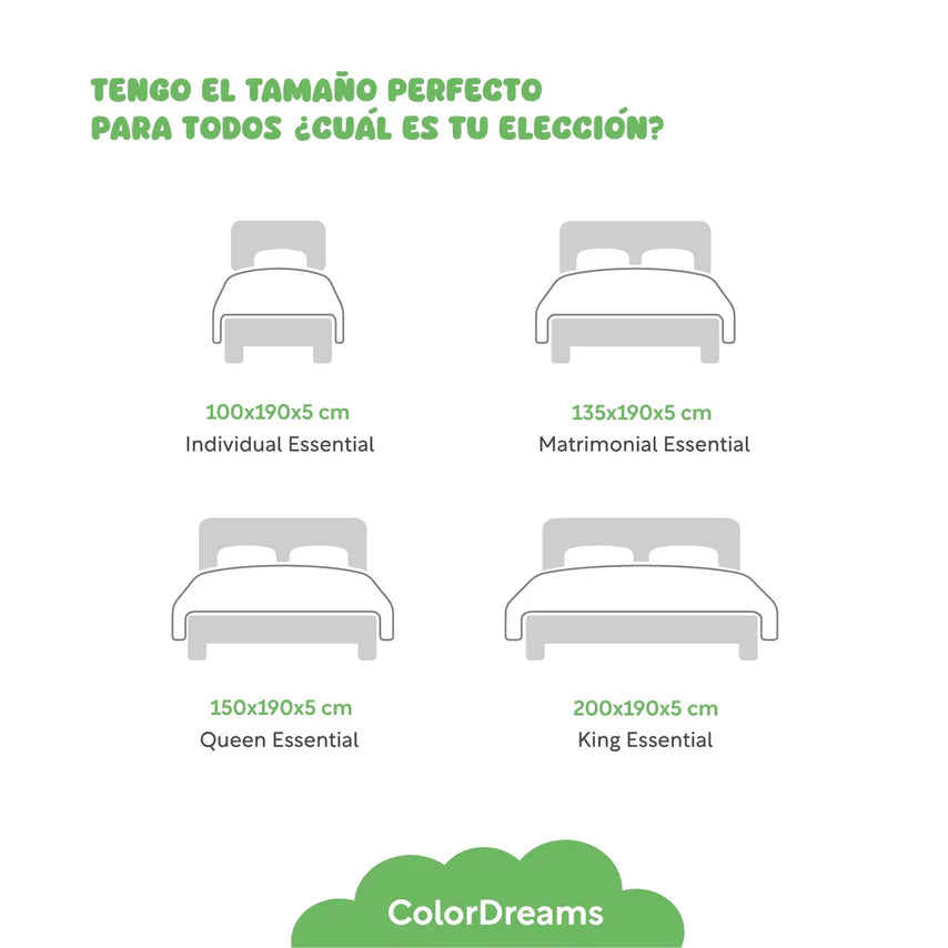 Colchoneta Matrimonial Espuma Alta Densidad Hipoalergenica Colordream