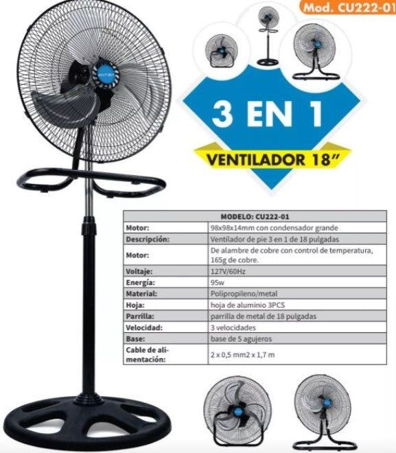 KIT Colchon Matrimonial Alta Densidad Hipoalergenico Antiacaros KingsHouse + Ventilador De Pedestal ANTEK 95W18 Pulgadas 3 En 1