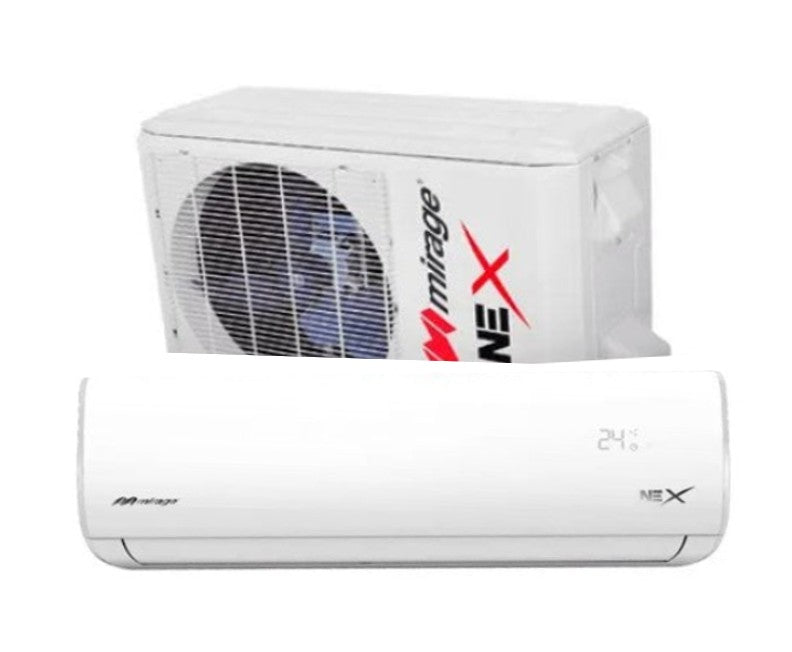 Aire Acondicionado Minisplit Mirage Nex 1 Tonelada, Solo Frío, 24 000 BTU, 220 V, R410a, 12 SEER series Color Blanco