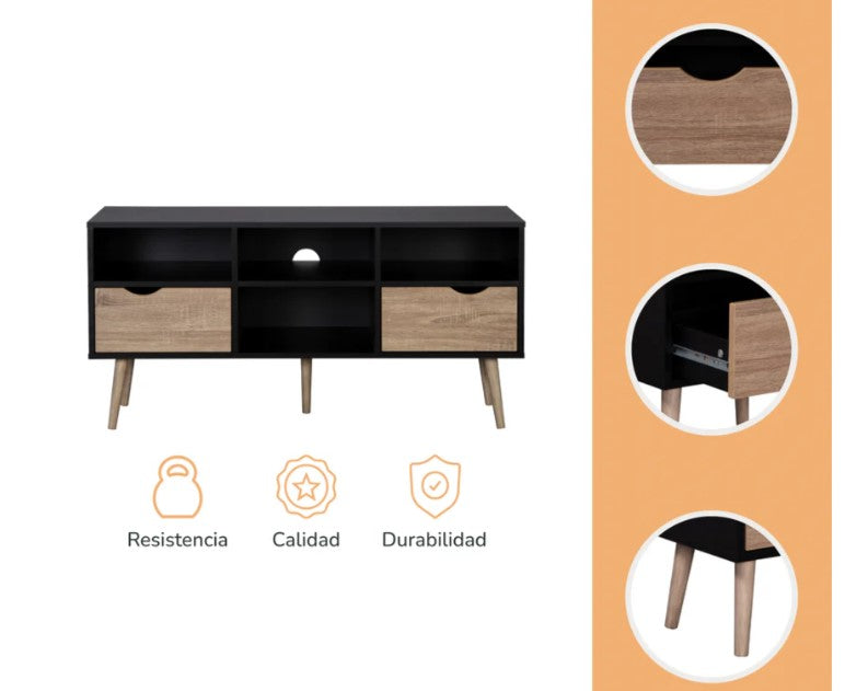 Mueble de TV Rack Nórdico Negro