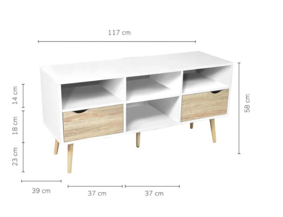 Mueble de TV Rack Bolonia Blanco y Café