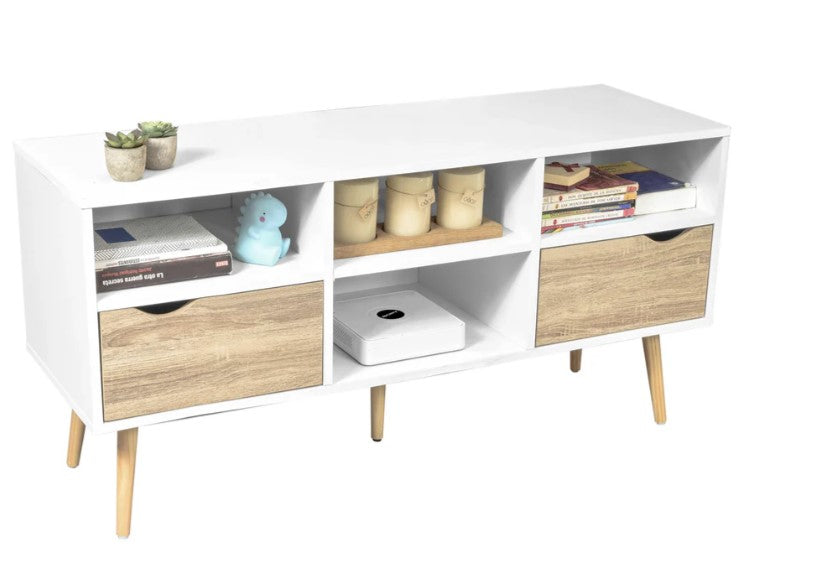 Mueble de TV Rack Bolonia Blanco y Café