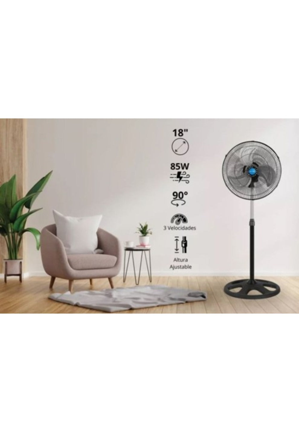 Pack de 2 Ventiladores De Pedestal ANTEK 85W 18 Pulgadas 3 En 1