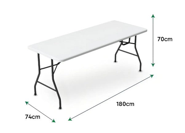 Mesa plegable tipo portafolio blanco 180x70x74 cm