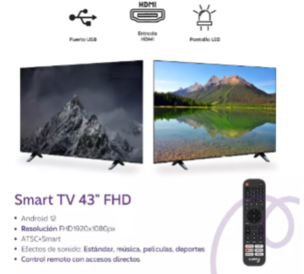Pantalla Smart TV 43'' Full HD LED