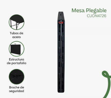 Mesa plegable tipo portafolio Negro 180x70x74 cm