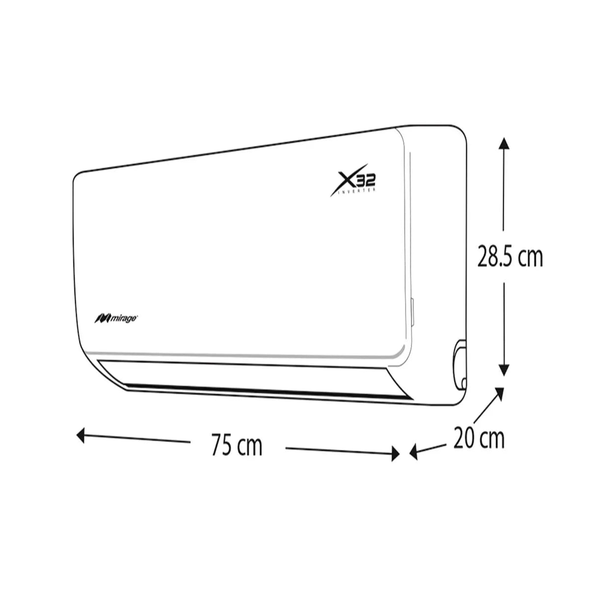 Aire Acondicionado Mirage Mini split inverter X32 17 SEER solo frío, 1 tonelada 115 V, GAS R32.