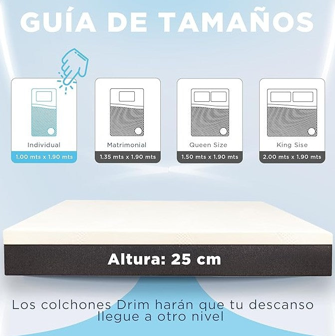 COMBO Colchón Individual Memory GEL + Almohada Ortopedica Cervical Super Visco