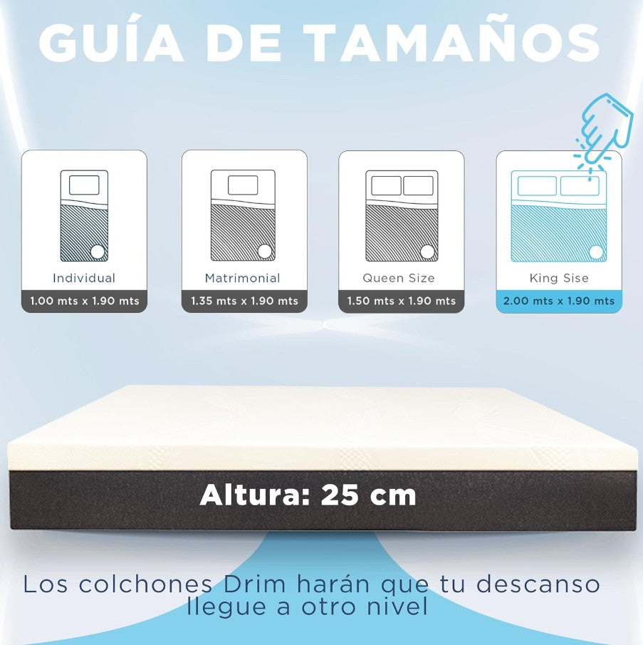 COMBO Colchón King Size Memory GEL + Almohada Ortopedica Cervical Super Visco