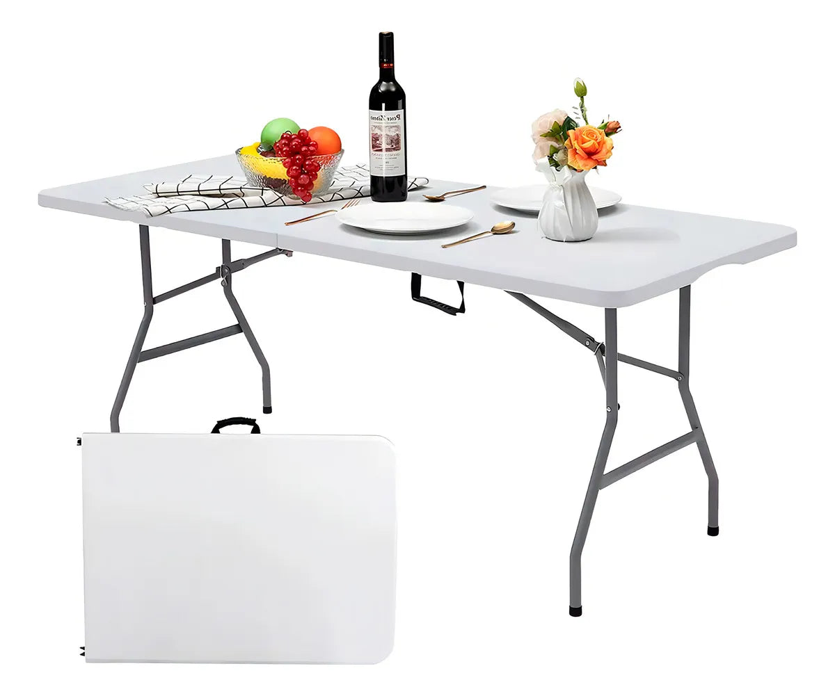 Mesa plegable tipo portafolio blanco 180x70x74 cm