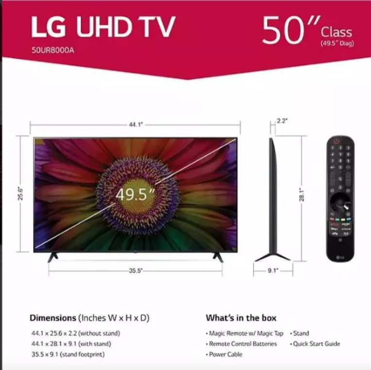 LG Pantalla TV 50 Pulgadas Smart Tv Webos Thinq A