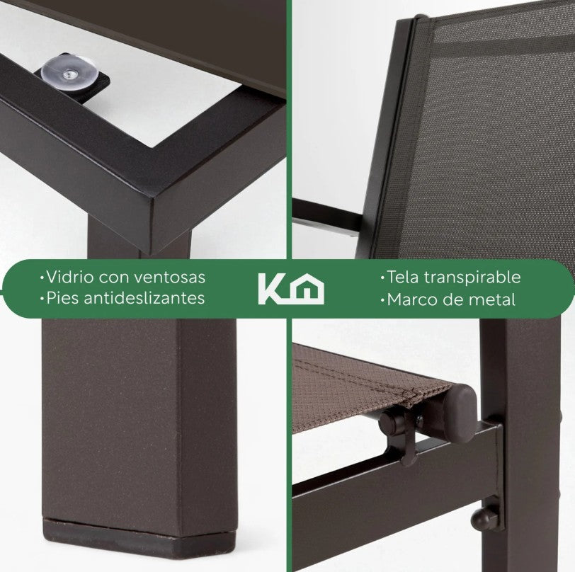 Sala de Exterior para Jardín con Sillas, Sillón y Mesa 4 Piezas