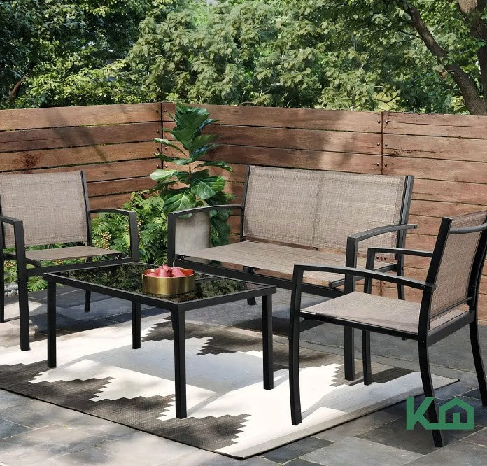 Sala Exterior para Jardin Textileno Sillas Sillon Mesa 4Pzas MARRON
