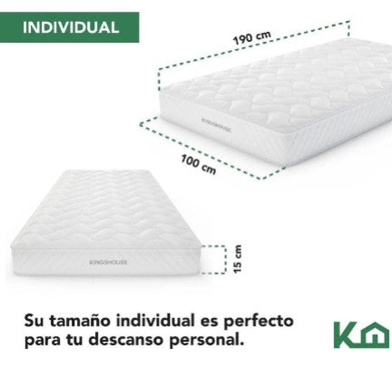 Combo 2 Colchones Individuales KingsHouse de alta densidad hipoalergénico antiacaros