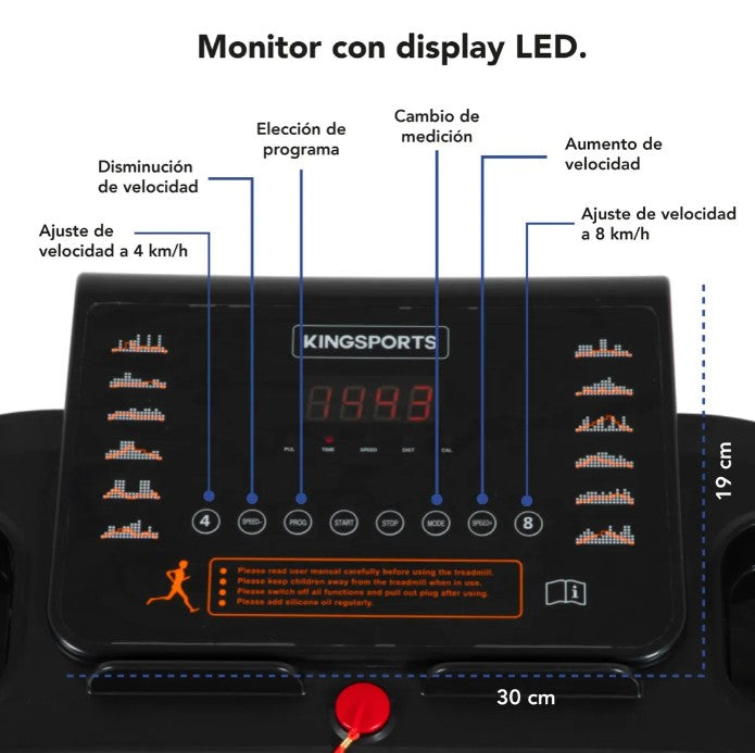 Caminadora Eléctrica 2 HP Banda Correr 1-10 KM/H Kingsports