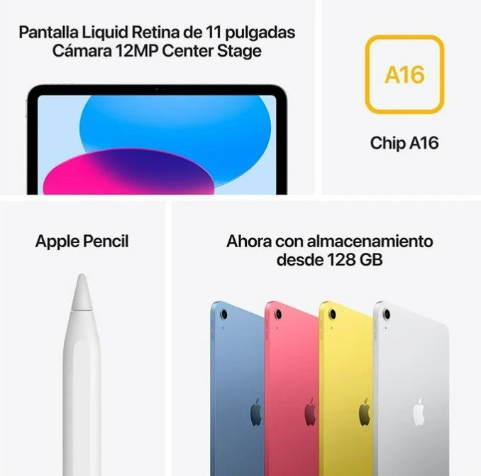 Tablet iPad Apple 11" Retina (11ª Generación), Chip A16, 256GB, WiFi, Color Plata