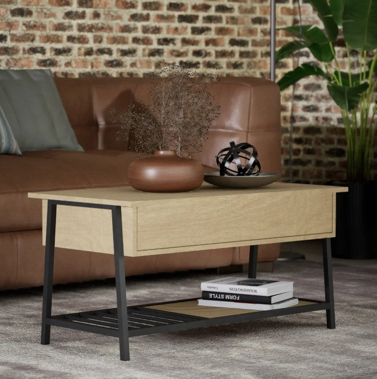 Mesa de Centro Elevable con Compartimento Interno Oculto