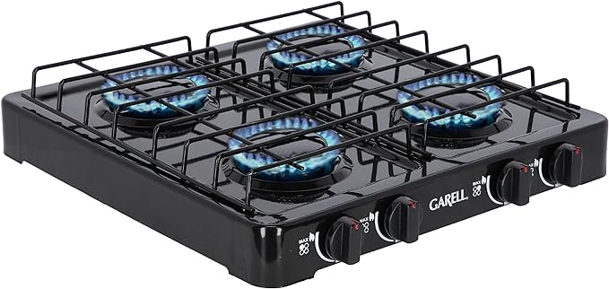 Parrilla Estufa de Gas Mesa de 4 Quemadores Acero Porcelanizado