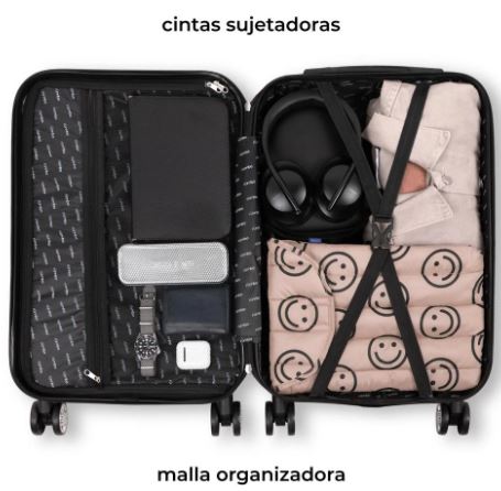 Maleta De Mano Cabina Viaje Carry On 20In 10Kg Con Candado Color Negro