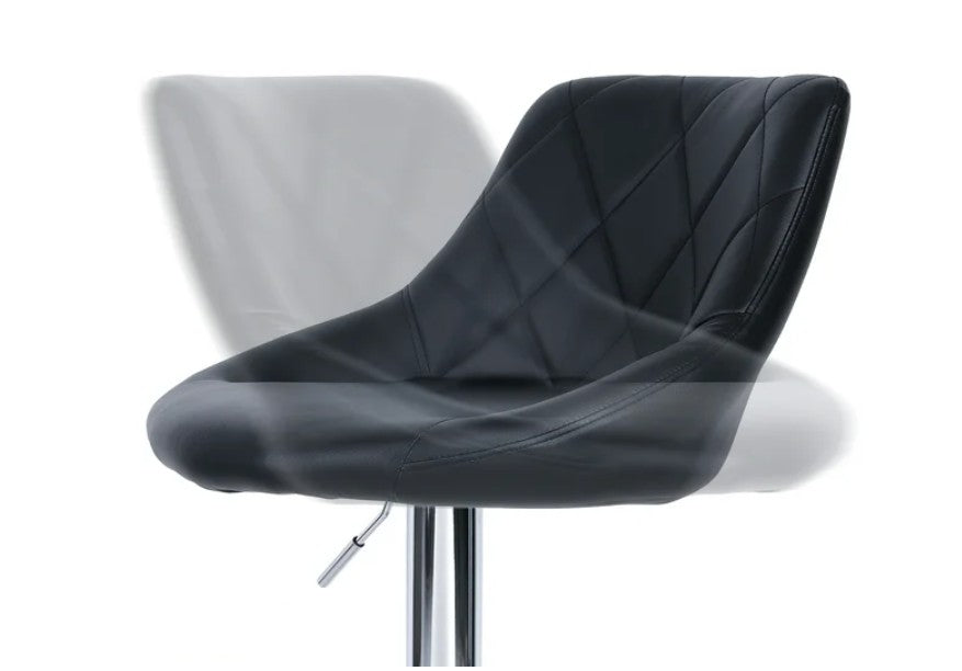 Set de 4 Sillas Altas para Cocina Asiento Ergonómico, Respaldo Medio y Base Metálica Negro/Cromado