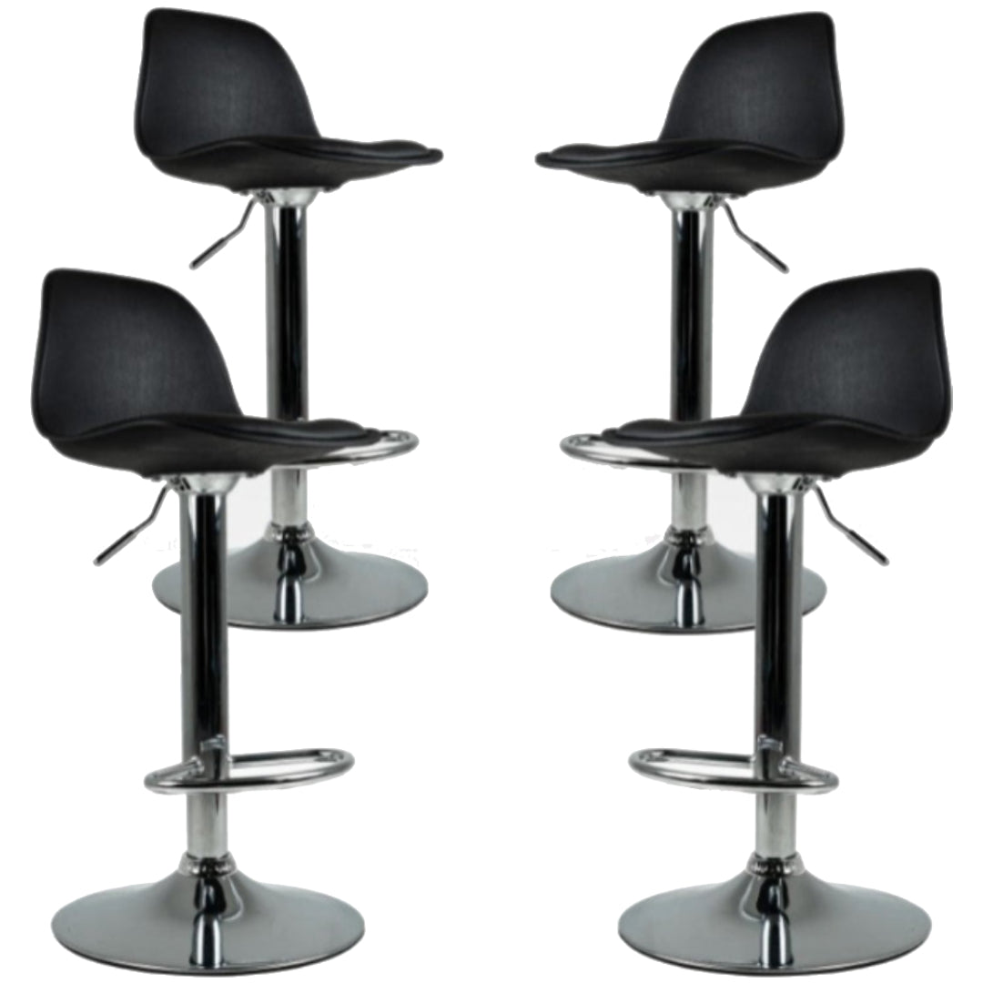 Silla Alta Giratoria Con Reposapiés Y Respaldo Medio Color Negro - Set de 4 Piezas