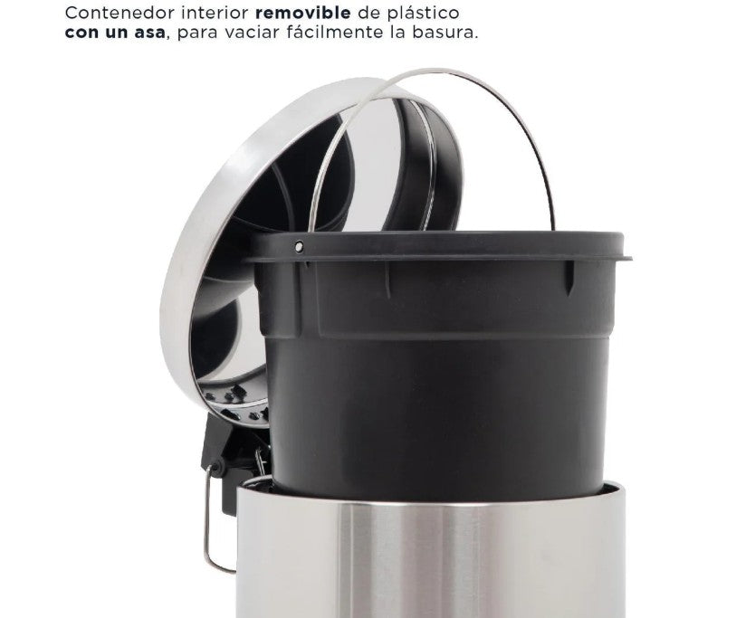 Bote de Basura de Acero Inoxidable con Pedal para Cocina 12L