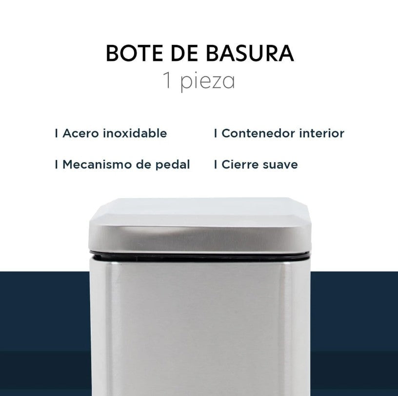 Bote de Basura Metálico Acero Inoxidable con Pedal 6L