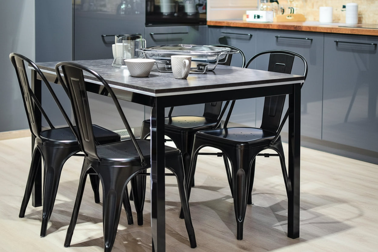 Sillas modelo tolix clasico negro mate set de 4 piezas