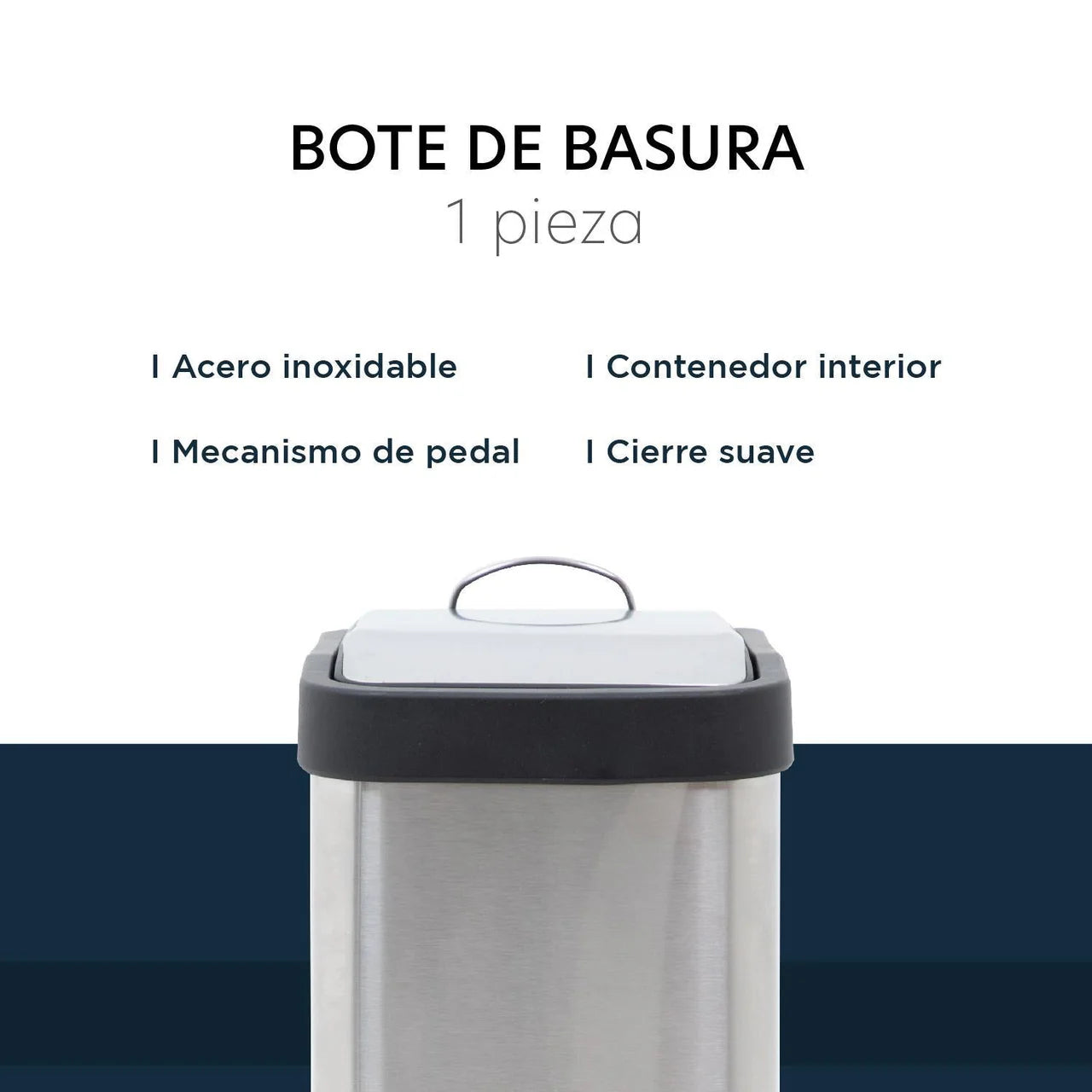Bote de Basura Cocina Con Pedal Acero Inoxidable Metalico 8L