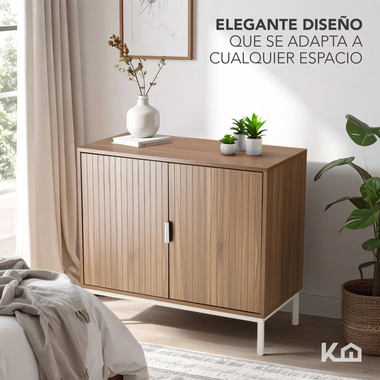 Buró Clara Mesita de Noche Cómoda para Dormitorio 2 Puertas