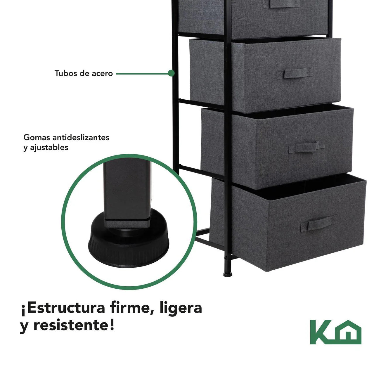 Cómoda Cajonera de 4 Cajones Mueble Organizador Tela Madera