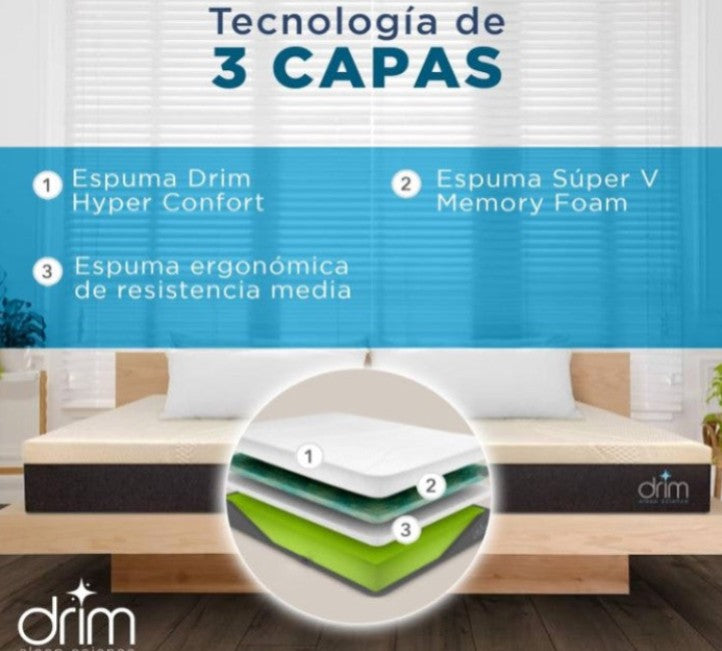 Combo EIN2TEIN memory Matrimonial + Almohada Super Visco Regular 4 Piezas