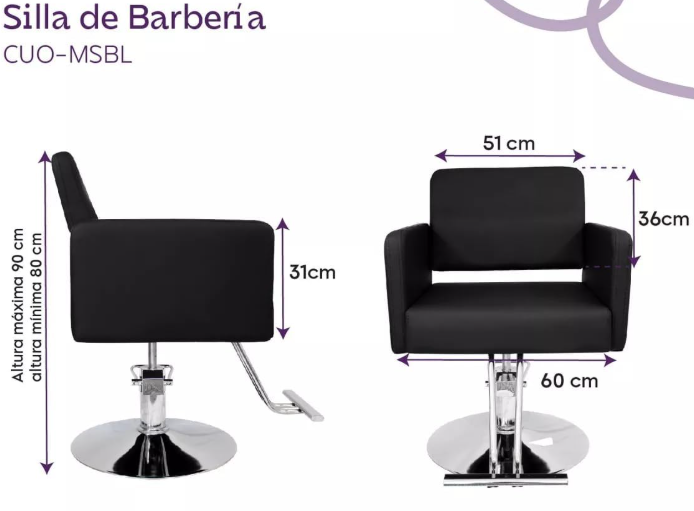 Silla Barberia Hidraulico Altura Ajustable