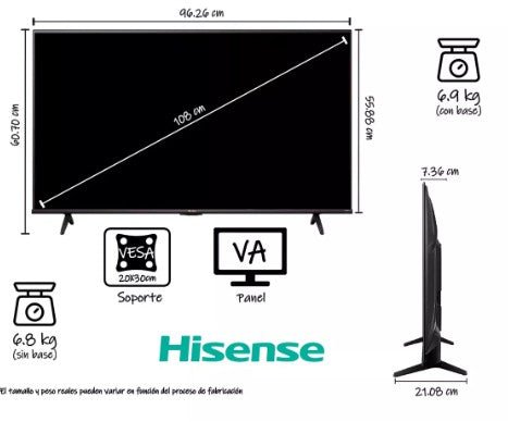 TV Hisense 43 QLED 3840 x 2160p 60hz Smart TV Fire TV Alexa Integrado Bluetooth Reacondicionada