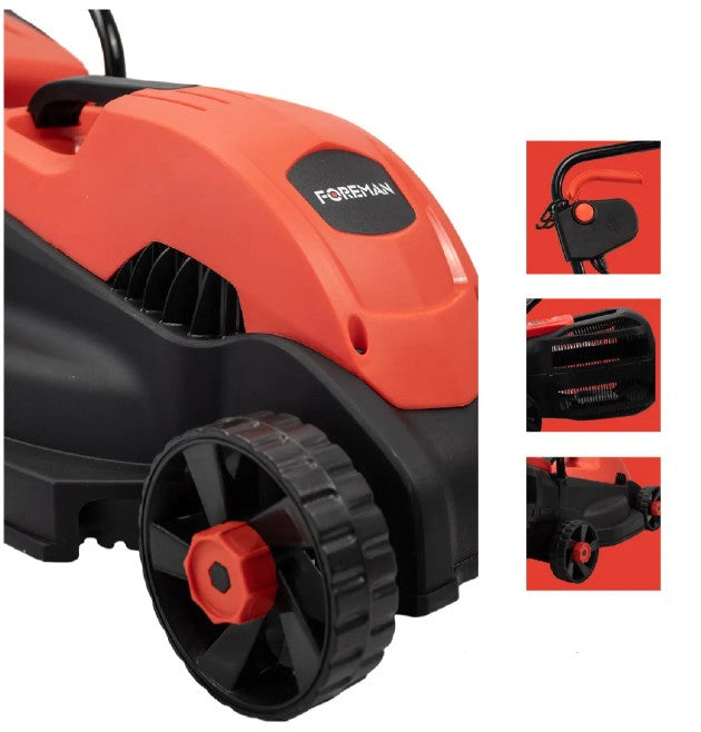 Podadora de Césped Foreman 1200W Eléctrica Rojo con Negro