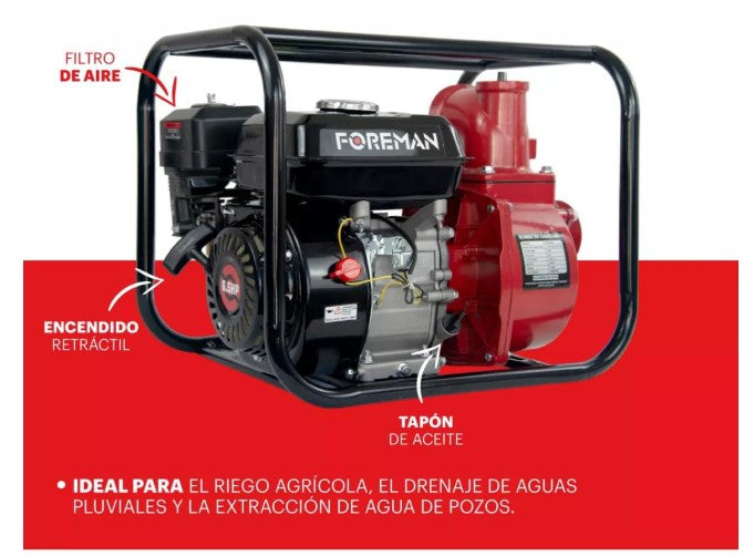 Motobomba a Gasolina 3″x3″ 6.5 HP 3600 RPM FOBAG3