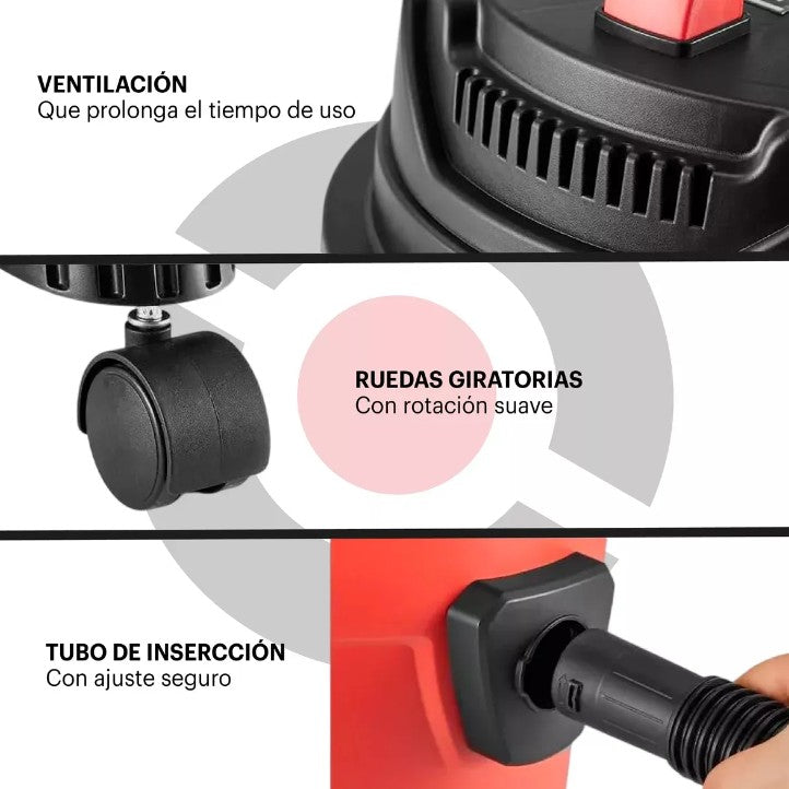 Aspiradora de Seco y Húmedo 15L 1800W