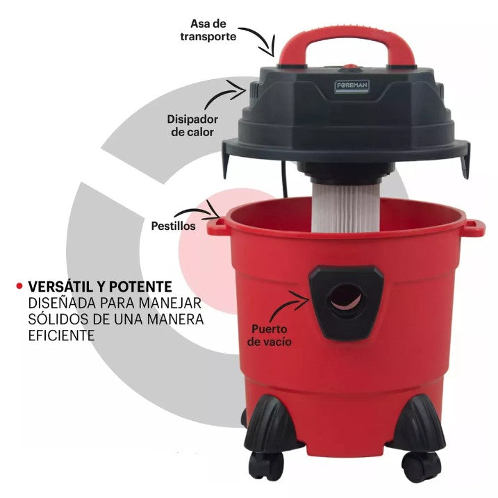 Aspiradora de Seco y Húmedo 15L 1800W