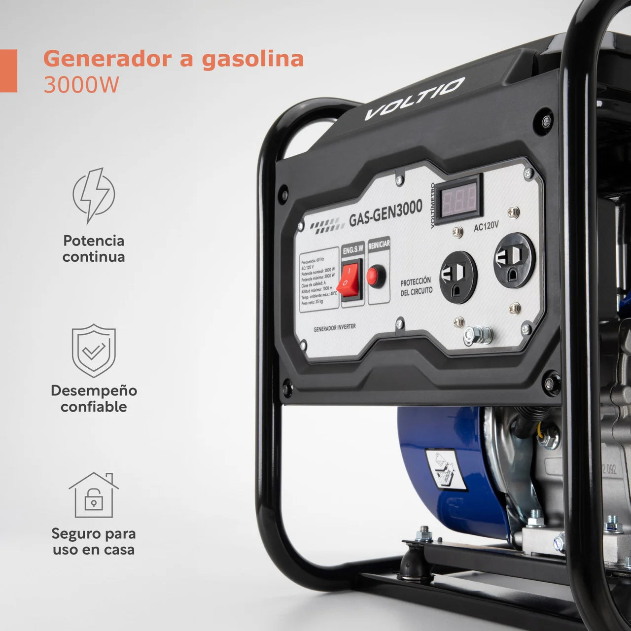 Generador Inverter de Corriente Eléctrica a Gasolina 3000 W