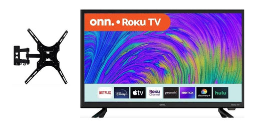 Pantalla Smart TV de 24" ONN 720P HD Roku TV + Soporte Con Brazo Articulado Para Pantallas De 14 A 55