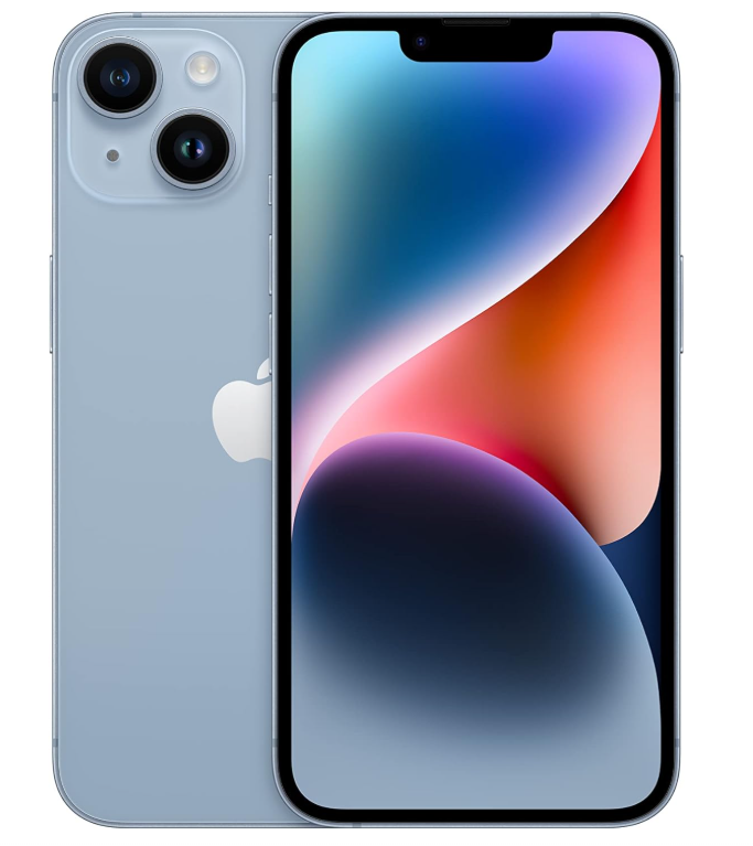 Celular reacondicionado Apple iPhone 14 128 GB Azul Grado A e-sim + Audífonos Inalámbricos