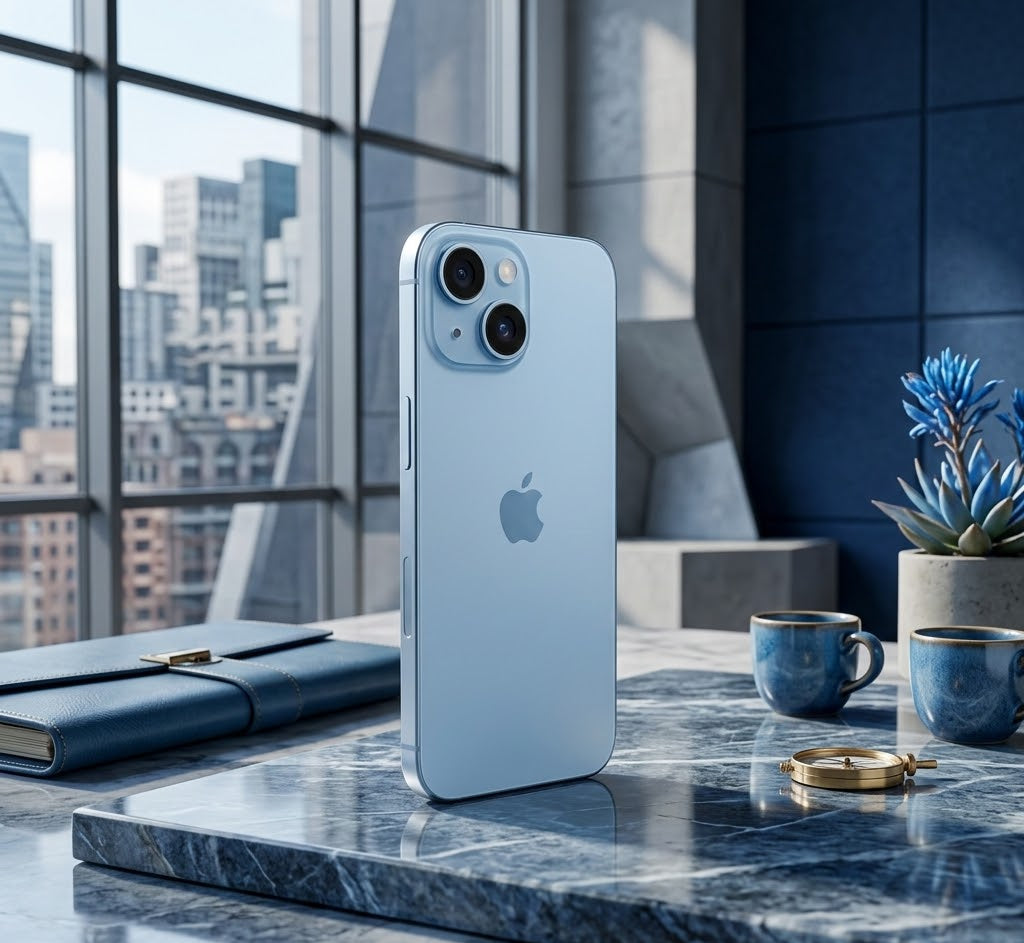 Celular reacondicionado Apple iPhone 15 128 GB Azul Grado A e-sim + Audífonos inalámbricos